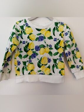 Janie and Jack White Pullover w/Yellow Lemon & Green Leaf Motif baby girl 18-24m